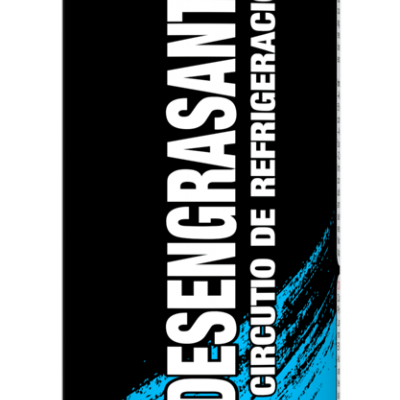 Frasco de desengordurante TRATAUTO para circuito de refrigeração com rótulo preto e azul