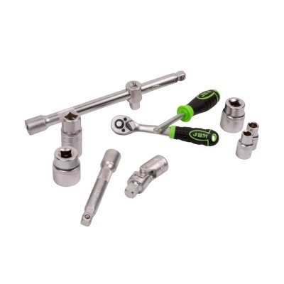 Conjunto de ferramentas de metal com punho preto e verde