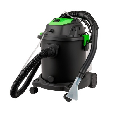 aspirador industrial preto e verde com mangueira preta e bico transparente