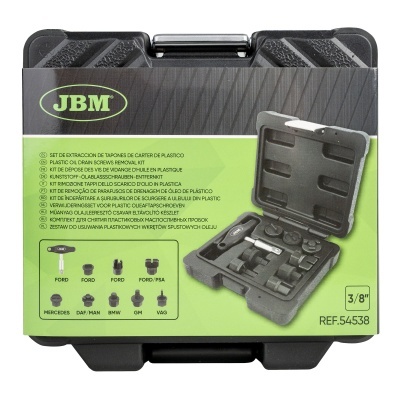 Estojo preto com conjunto de extratores de tampões de cárter em plástico