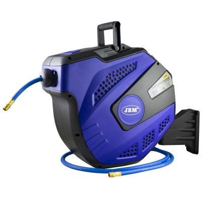 Dispositivo portátil azul e preto com mangueira azul e alça de transporte