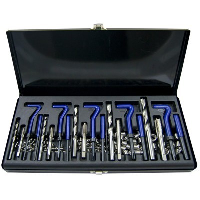 Conjunto de macho de roscar e chaves Allen em estojo preto com tampa transparente