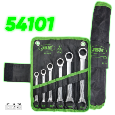 Conjunto de 6 chaves com roquete JBM num estojo preto e verde