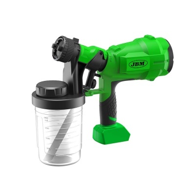 Pistola de pintura elétrica verde e preta com depósito transparente