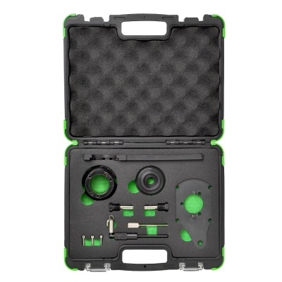 Kit de ferramentas organizadas em maleta preta e verde