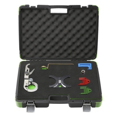 Conjunto de ferramentas em estojo preto com espuma