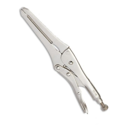 Alicate de pressão prateado com parafuso de ajuste