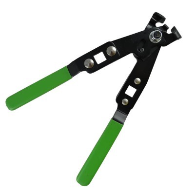 Alicate com cabo verde e estrutura metálica preta