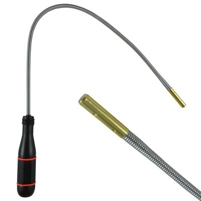 Ferramenta flexível com punho negro emborrachado e haste metálica flexível