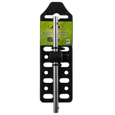 Adaptador metálico em embalagem preta com etiqueta verde e amarela