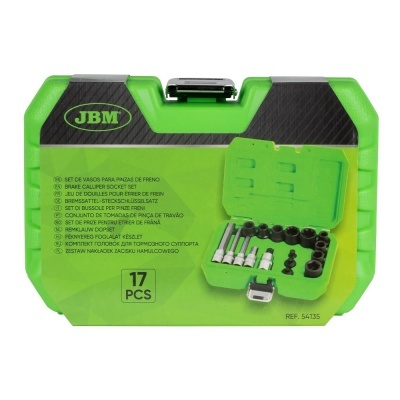 Estojo verde e preto JBM para conjunto de 17 peças de pinças de travão
