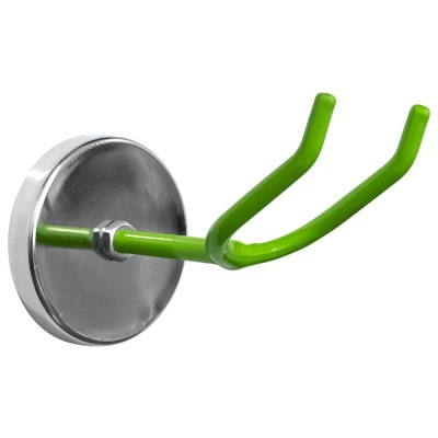 Gancho magnético de metal verde com base redonda prateada