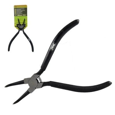 Alicate de ponta fina com punhos pretos e etiqueta verde