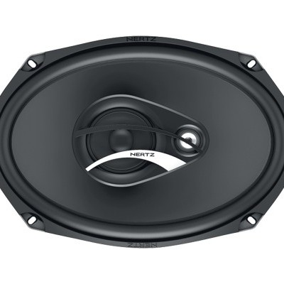 Coluna de som oval preta para automóvel da marca Hertz