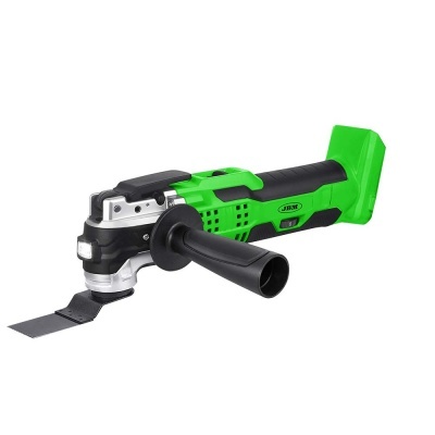 Aparelho multifuncional verde e preto com lâmina e punho lateral