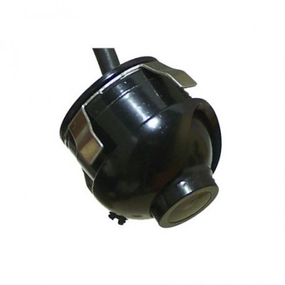 Câmara de vigilância preta com lente e acabamentos metálicos