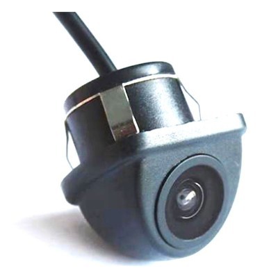 Câmara de vigilância preta com lente e cabo