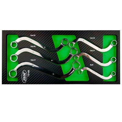 Conjunto de chaves combinadas JBM em suporte preto com fundo verde