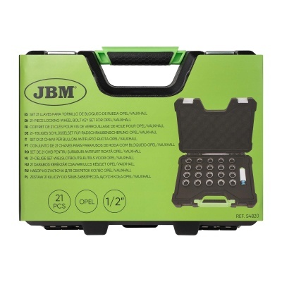 Mala verde JBM para conjunto de chaves para parafusos de roda Opel/Vauxhall