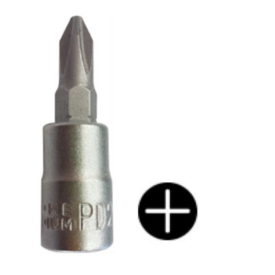 Chave fendas Philips metálica prateada com gravação e símbolo +