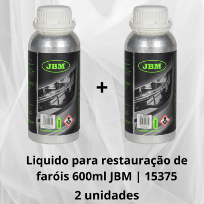 Duas latas metálicas com tampas brancas e etiquetas pretas e verdes, produto para restauração de faróis automóveis.