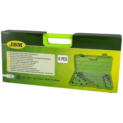 Conjunto 6 chaves articuladas JBM em estojo verde e amarelo com alça verde