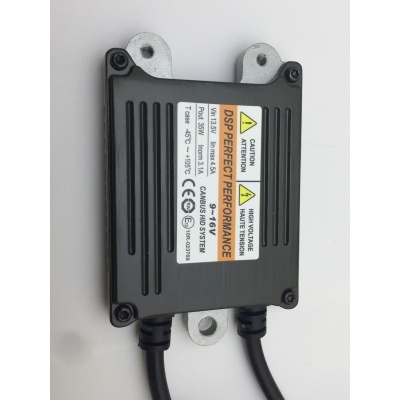 Dispositivo DS-PERFECTPERFORMANCE caixa metálica cinza com etiquetas e cabos pretos