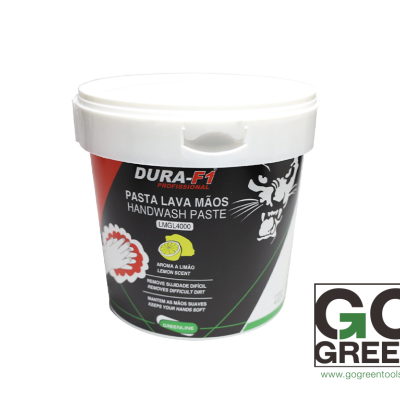 Pasta lava mãos DURA-F1 em embalagem plástica preta com tampa branca