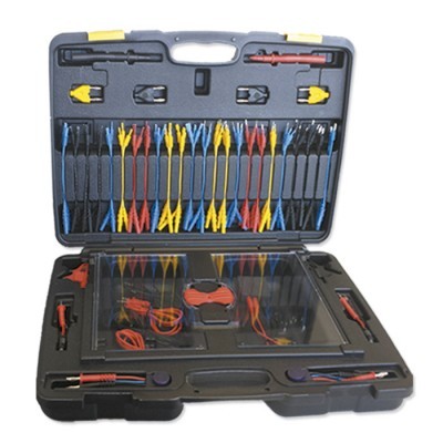 Estojo de ferramentas eléctricas com fios coloridos arrumados