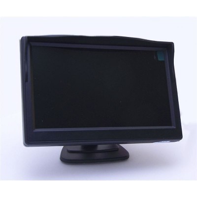 Monitor de ecrã plano preto com suporte retangular