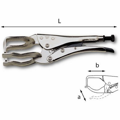 Alicate de pressão de metal cromado com três mandíbulas curvas móveis