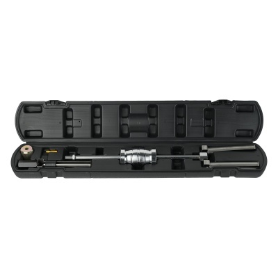 Conjunto de ferramentas mecânicas em estojo preto aberto