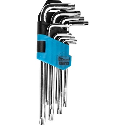Conjunto de chaves Torx em aço com suporte azul