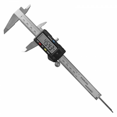 Paquímetro digital de aço inoxidável com mostrador digital e escala graduada
