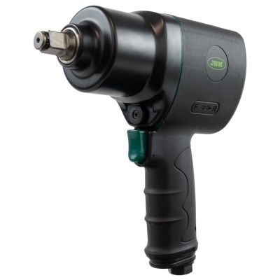 Pistola de impacto pneumática preta com detalhes verdes e pega ergonomica