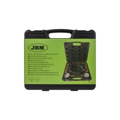 estojo preto com kit testador de pressão de óleo JBM