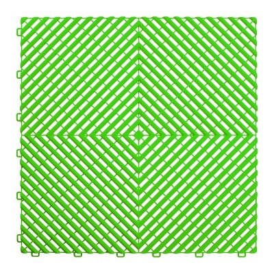 Painel modular quadrado verde com padrão de linhas diagonais cruzadas em losango