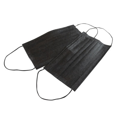 Máscaras descartáveis pretas com alças elásticas finas