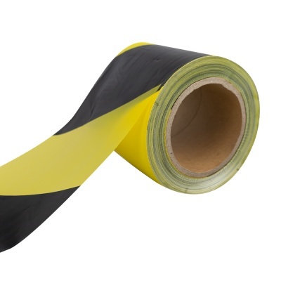 Rolo de fita adesiva amarelo e preto