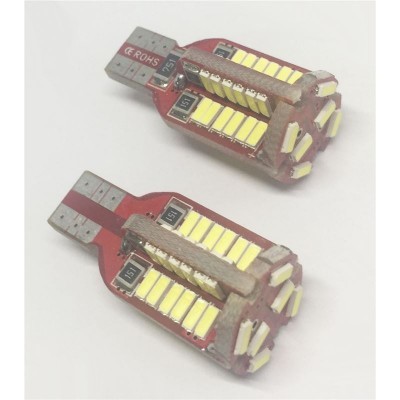 Duas lâmpadas LED vermelhas com múltiplos LEDs amarelos, texto ROHS, em fundo branco