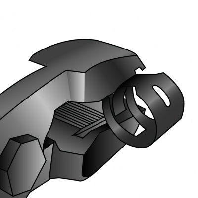 Ilustração gráfica de alicate cinza com detalhes em branco e preto em fundo branco