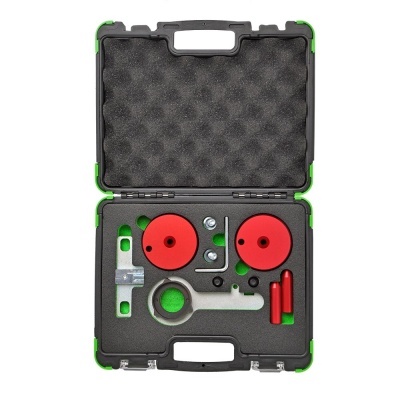 Conjunto de ferramentas em estojo preto com detalhes em verde