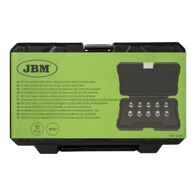 Conjunto de 10 chaves de soquete BMW em caixa preta com etiqueta verde