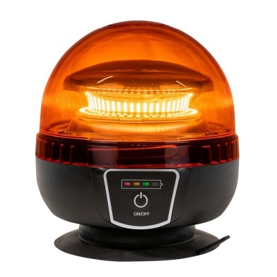 Luz de aviso portátil laranja com base preta e botão ON/OFF