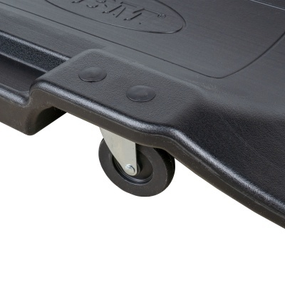 Base preta de plástico com roda e texto 'WISDOM' em relevo