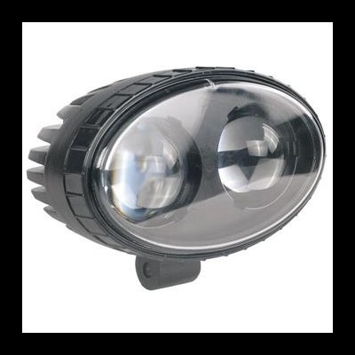 Farol de bicicleta oval preto com lente transparente