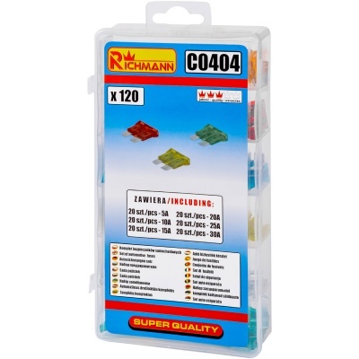 Embalagem plástica com 120 fusíveis automotivos multicoloridos da RICHMANN