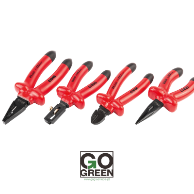 Conjunto de quatro ferramentas com cabos vermelhos e pontas pretas com texto EVO10