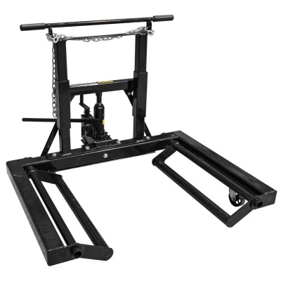 Elevador hidráulico preto para motociclos com estrutura metálica