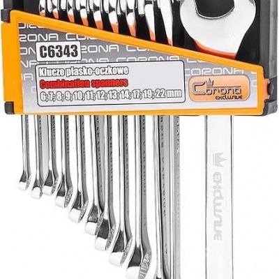 Conjunto de chaves de combinação cromadas com suporte plástico